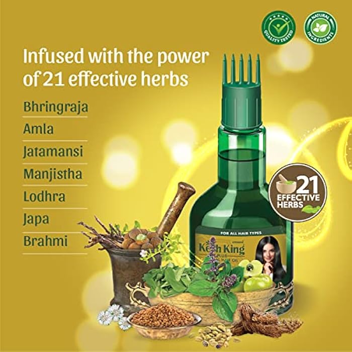 Emami Kesh King Plus Herbal Hair Oil | Infused With 21 Powerful Herbs | Reduces Hairfall and Repairs Split Ends | Improves Hair Luster And Shine | 60ml - Image 3
